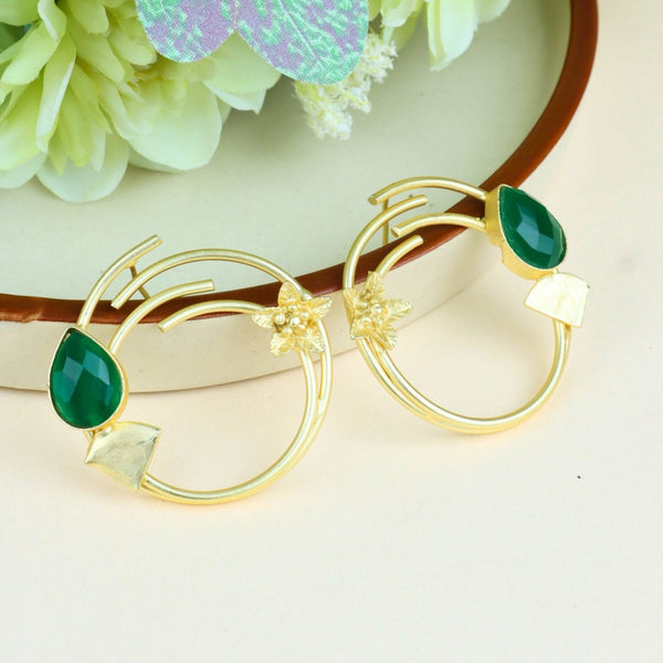 Emerald Bloom Hoop Earrings