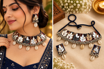 Load image into Gallery viewer, Multi-Mirror Floral Work & Cowrie Shell Choker Set with Earrings