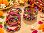 Load image into Gallery viewer, Multicolor Fabric Mirror Bangle Set