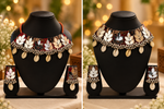 Load image into Gallery viewer, Multi-Mirror Floral Work & Cowrie Shell Choker Set with Earrings