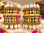 Load image into Gallery viewer, Yellow Floral Embroidered Cowrie Cuff