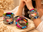 Load image into Gallery viewer, Multicolor Mirror Cowrie Bangle Set