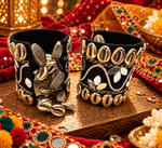 Load image into Gallery viewer, Black Gold Cowrie Leaf Mirror Cuff