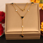 Load image into Gallery viewer, Black Heart Drop Anti-Tarnish Necklace