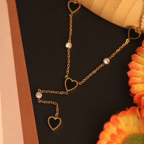 Black Heart Drop Anti-Tarnish Necklace
