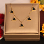 Load image into Gallery viewer, Black Triangle Charm Anti-Tarnish Necklace
