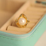 Load image into Gallery viewer, Golden Pearl Bloom Ring