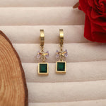 Load image into Gallery viewer, emerald-charm-bow-hoop-earrings-seg-265