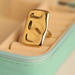 Load image into Gallery viewer, Golden Abstract Rectangle Statement Ring