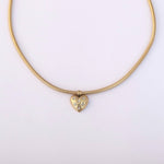 Load image into Gallery viewer, Sparkling Heart Charm Snake Chain Choker – Gold Plated
