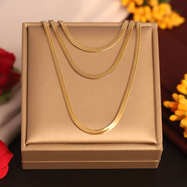 Golden Triple Layered Snake Chain Necklace