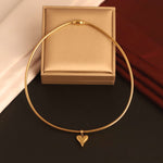 Load image into Gallery viewer, Sleek Golden Curved Heart Pendant Snake Chain Choker