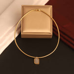 Load image into Gallery viewer, Bloom with Grace” Rose Engraved Charm Choker – Anti-Tarnish Gold Necklace