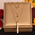 Load image into Gallery viewer, Dual Layer Luxe Bar & Black Stud Pendant Necklace