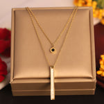 Load image into Gallery viewer, Dual Layer Luxe Bar & Black Stud Pendant Necklace