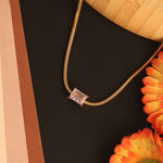 Load image into Gallery viewer, Golden Solitaire Square Pendant Snake Chain Necklace