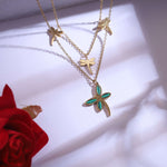 Load image into Gallery viewer, Golden Dragonfly & Floral Pendant Jewelry Set
