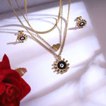 Load image into Gallery viewer, Golden Radiance Evil Eye Layered Necklace Set