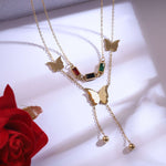 Load image into Gallery viewer, Luxe Butterfly Trio Necklace & Earrings Set with Colorful Charms