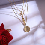 Load image into Gallery viewer, Triple Layered Minimalist Gold Necklace with Star & Geometric Charms