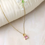 Load image into Gallery viewer, Pink Gemstone Bow Pendant Necklace