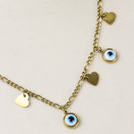 Load image into Gallery viewer, Evil Eye & Heart Charm Necklace