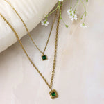 Load image into Gallery viewer, Green Square Gemstone Necklace