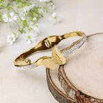 Load image into Gallery viewer, Gold Butterfly Bracelet with Crystal