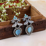 Load image into Gallery viewer, Peacock Design Earrings with Blue Stones