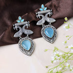 Load image into Gallery viewer, Peacock Design Earrings with Blue Stones