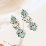 Load image into Gallery viewer, Turquoise Stones Earrings with Cow Motif