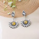 Load image into Gallery viewer, Sunflower Stud Earrings with Yellow Stone