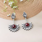 Load image into Gallery viewer, Sunflower Stud Earrings with Red Stone