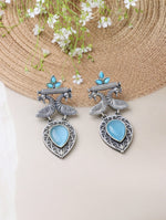 Load image into Gallery viewer, Peacock Design Earrings with Blue Stones