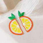 Load image into Gallery viewer, Beaded Orange Slice Earrings