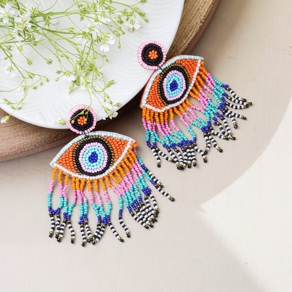 Beaded Evil Eye Earrings