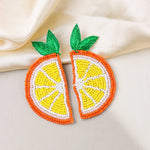Load image into Gallery viewer, Beaded Orange Slice Earrings