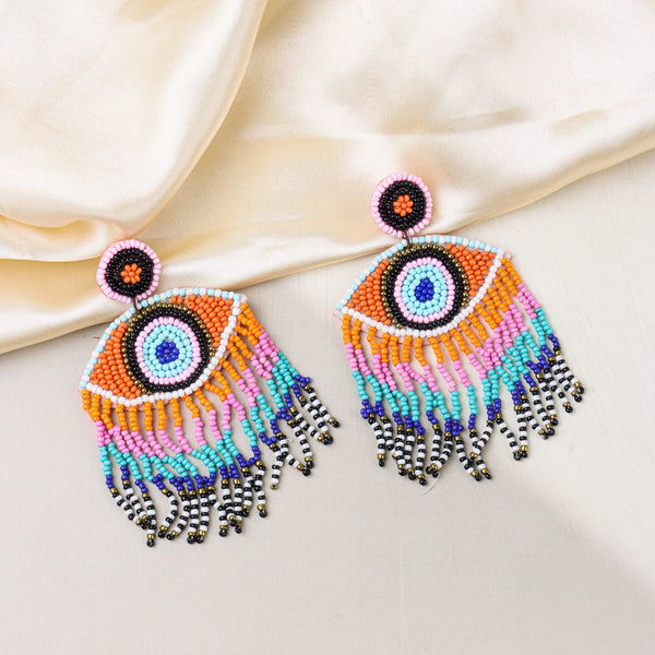 Beaded Evil Eye Earrings