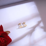 Load image into Gallery viewer, Black Enamel Floral Pendant Necklace & Cloud Stud Earrings Set