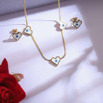 Load image into Gallery viewer, Heart Evil Eye Necklace & Earrings Set – White Enamel Gold Plated Anti-Tarnish