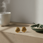 Load image into Gallery viewer, wave-texture-gold-stud-earrings-ser-186