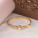 Load image into Gallery viewer, Evil Eye Wave Charm Bangle – Anti Tarnish Gold Plated