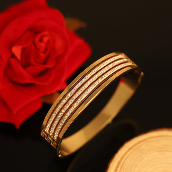Triple Row CZ Elegance Bangle – Anti Tarnish Gold Plated