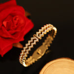 Load image into Gallery viewer, Zig Zag Crystal Luxe Bangle – Anti Tarnish Gold Plated