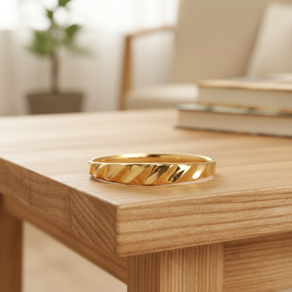 Golden Ripple Wave Bangle – Anti Tarnish Gold Plated