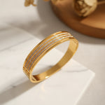 Load image into Gallery viewer, Triple Row CZ Elegance Bangle – Anti Tarnish Gold Plated