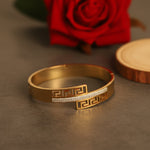 Load image into Gallery viewer, Greek Pattern Luxe CZ Bangle – Anti Tarnish Gold Plated