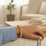 Load image into Gallery viewer, Golden Ripple Wave Bangle – Anti Tarnish Gold Plated