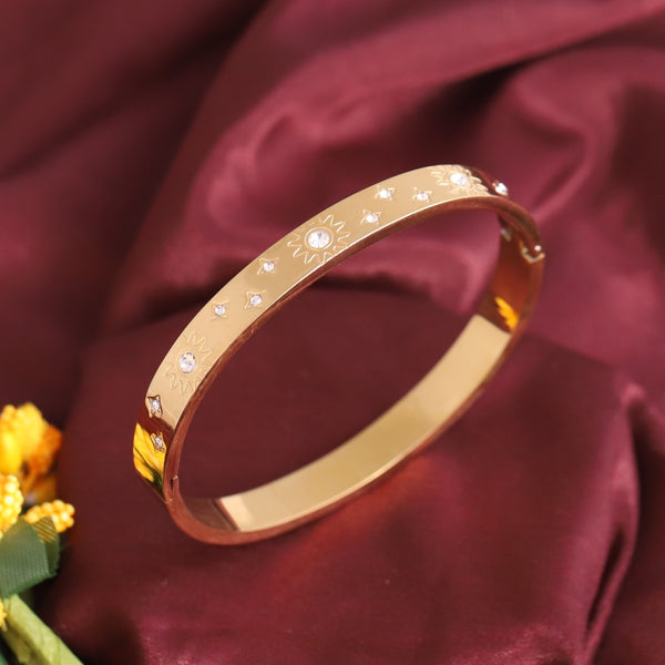 Celestial Sunburst CZ Bangle – Anti Tarnish Gold Plated