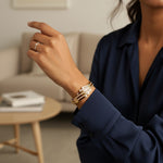 Load image into Gallery viewer, Crystal Wave Layered Bangle – Anti Tarnish Gold Plated